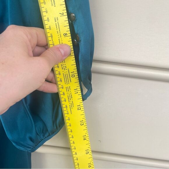 Nanette Lepore Darjeeling Teal Bronze Beaded Embellished Boho Silk Dress Size 12 - Picture 15 of 15